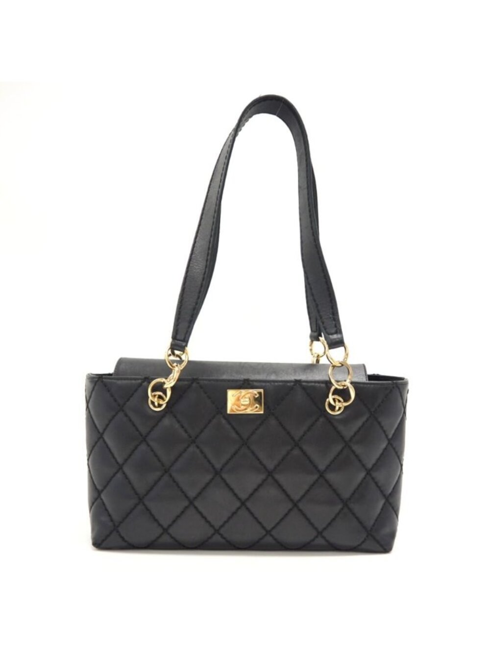 Chanel Wild Stitch CC Logo Lambskin Shoulder Bag Black Brands